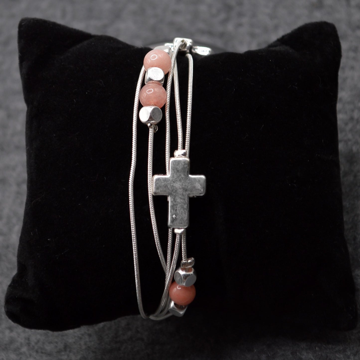 Bracelet-Eden Merry-Multi Strand-Pink-Cross