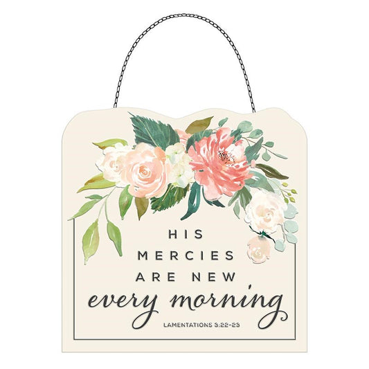 Wall Plaque-Tin-New Mercies (7" x 7")