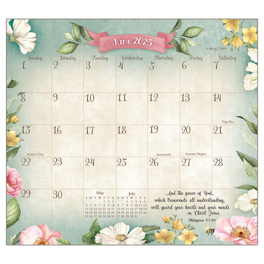 2025 Magnetic Calendar Pad-Faithful Heart And Home (9.375" x 8.375")