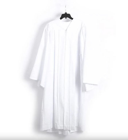 Baptismal Gown-Polyester-Box Pleats-White-Large (28" x 57")