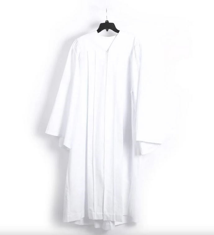 Baptismal Gown-Polycotton-Box Pleats-White-Large (28" x 57")