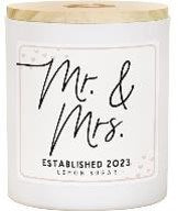 Candle-Lemon Sugar-Mr. & Mrs. Established 2024 (11 Oz Soy w/2 Wicks)