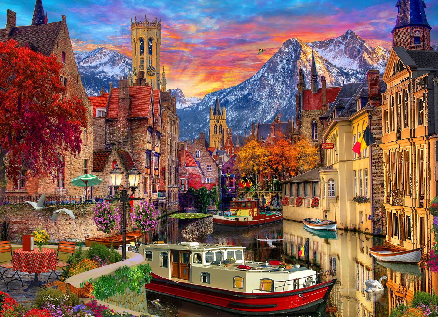 Jigsaw Puzzle-European Canal (1000 Pieces)