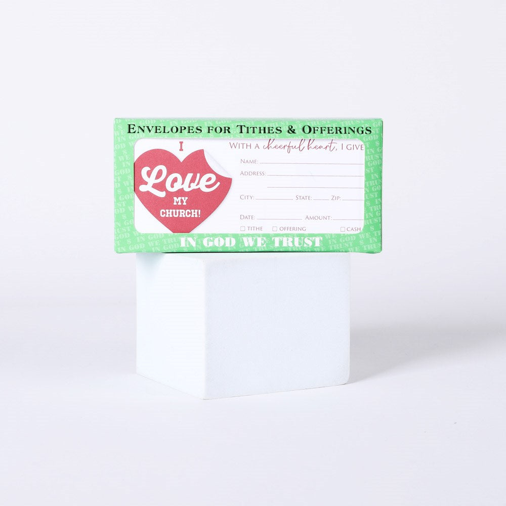 Offering Envelopes-I Love My Church (Pack Of 100)