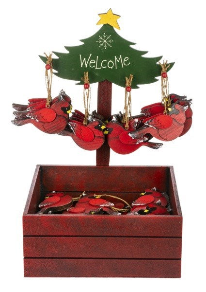 Display-Cardinal Ornaments w/ Tree Displayer (Set Of 48)