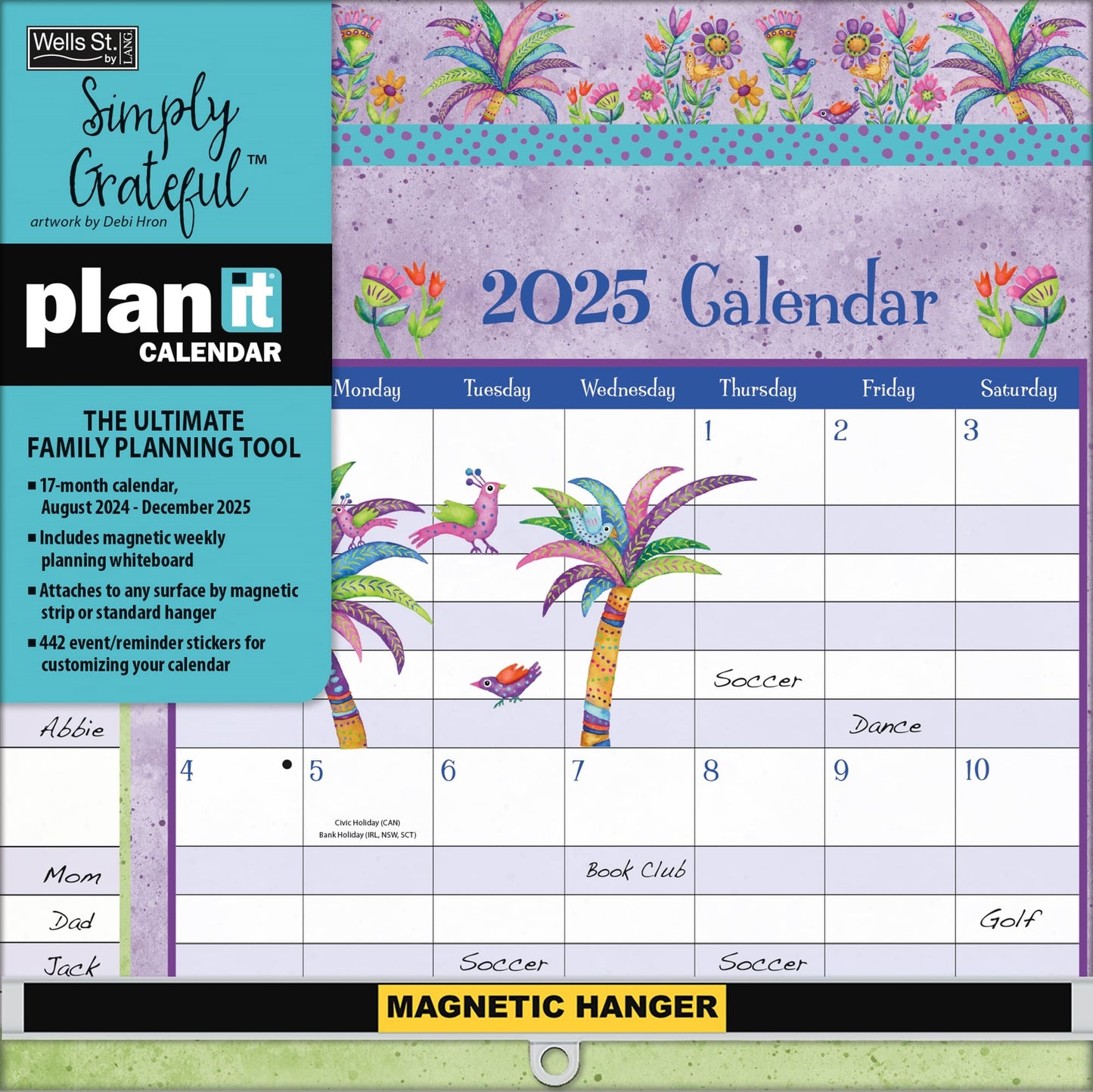 2025 Plan-It Wall Calendar-Simply Grateful (12" x 12")