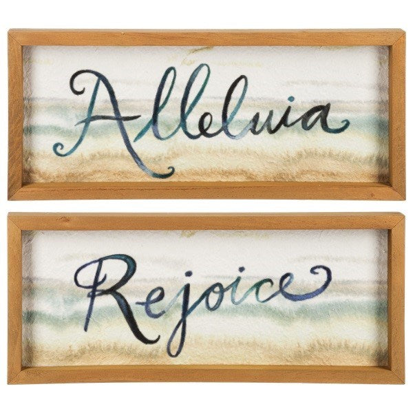 Wall Decor-Rejoice & Alleluia (14" x 6") (Pack Of 2)