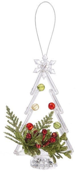 Ornament-Mistletoe Krystal Christmas Tree (5"H)