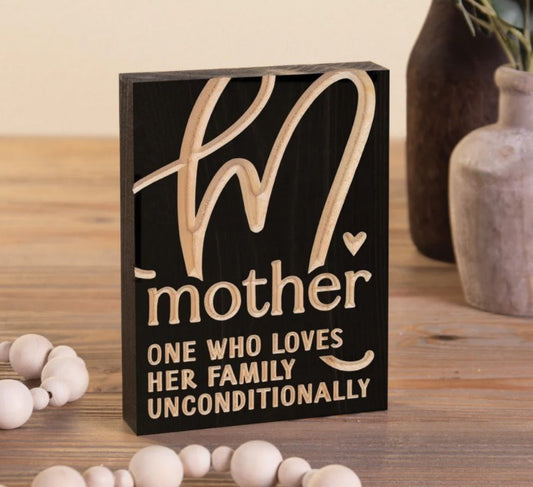 Word Block-Mother  One Who Loves Her Family Unconditionally (5.5 x 7.25 x 1.5)