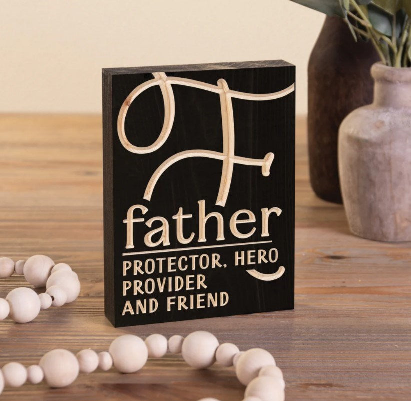 Word Block-Father  Protector  Hero  Provider Friend (5.5 x 7.25 x 1.5)