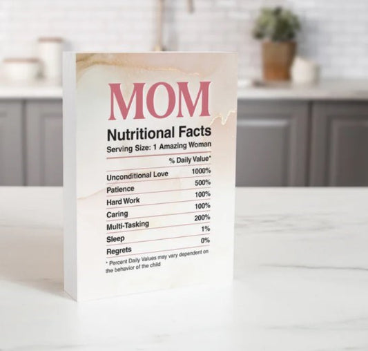 Word Block-Mom Nutritional Facts (5.5 x 7.25 x 1.5)