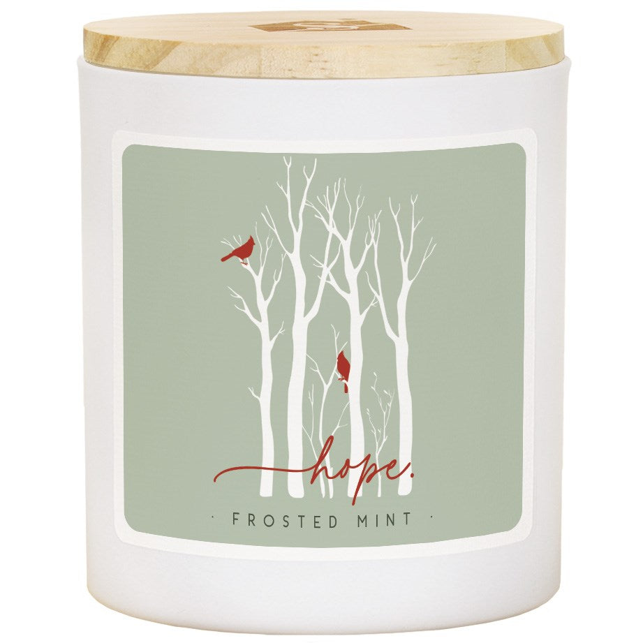 Candle-Hope Cardinals-Frosted Mint Scent (3.5 x 4.25)