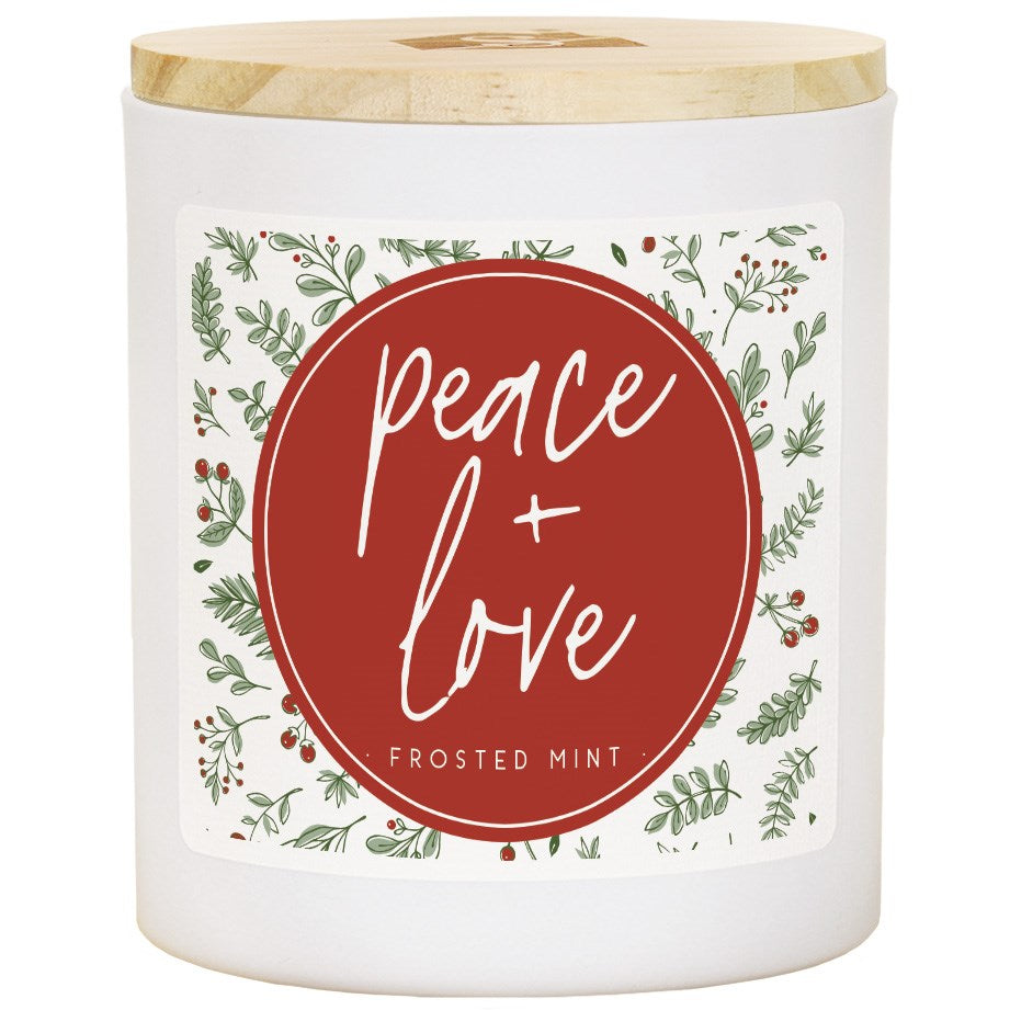 Candle-Peace Love-Frosted Mint Scent (3.5 x 4.25)