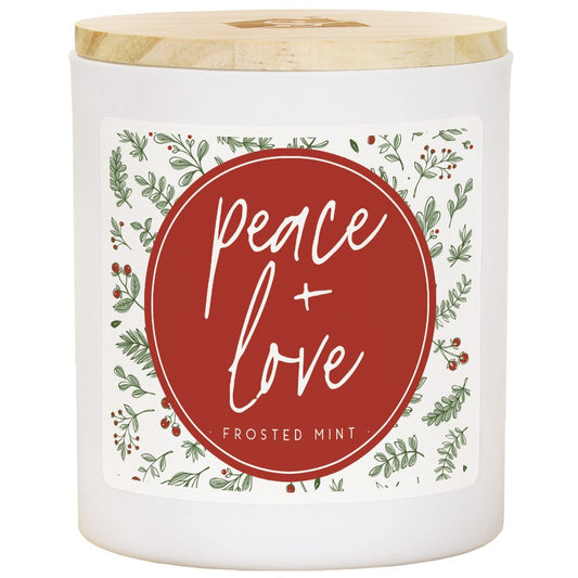 Candle-Peace Love-Frosted Mint Scent (3.5 x 4.25)