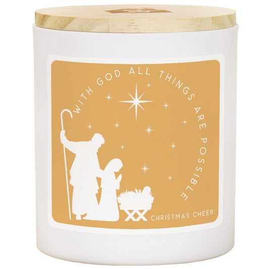 Candle-With God Nativity-Christmas Cheer Scent (3.5 x 4.25)