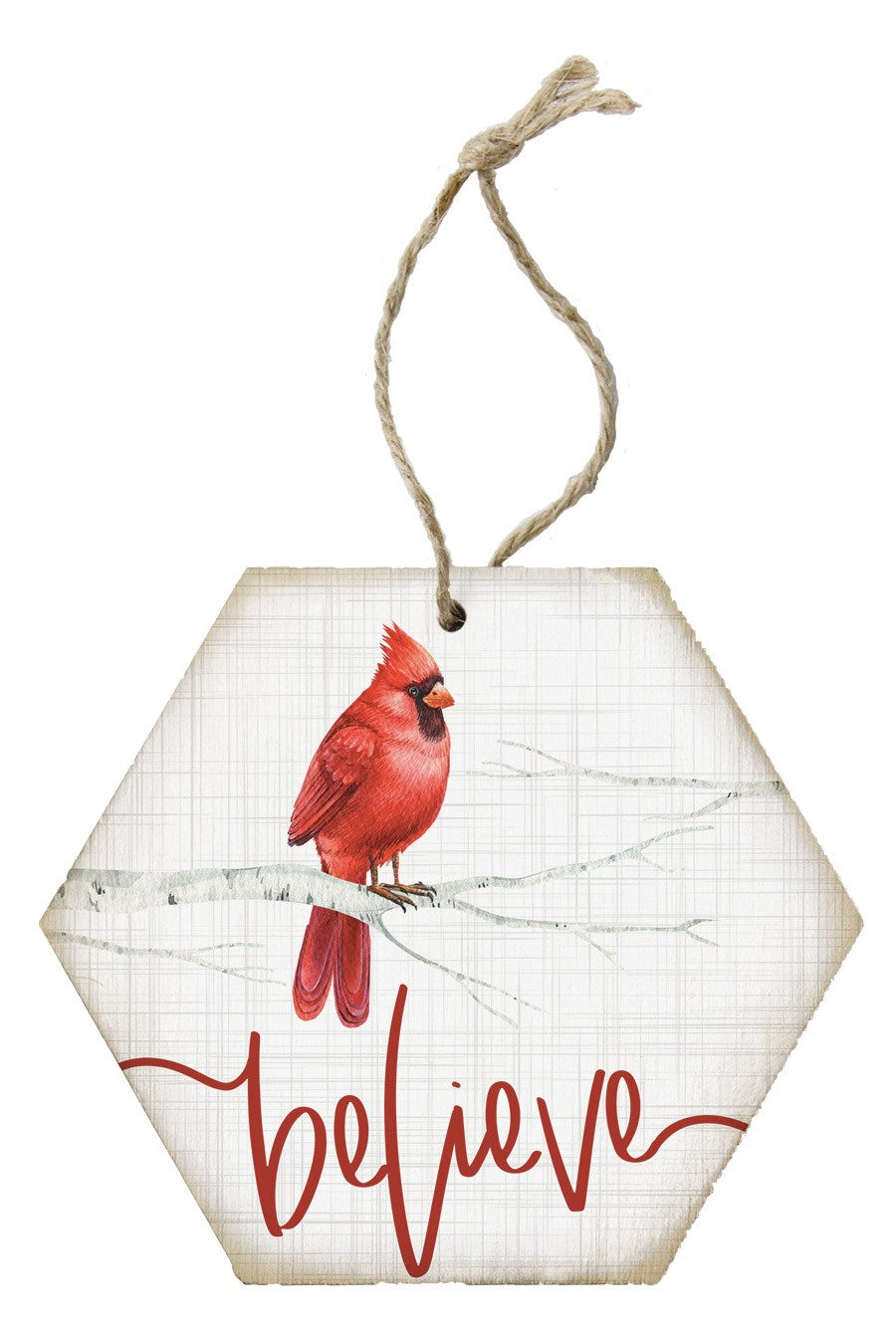 Ornament-Honeycomb-Believe Cardinal (6.875 x 4.5)