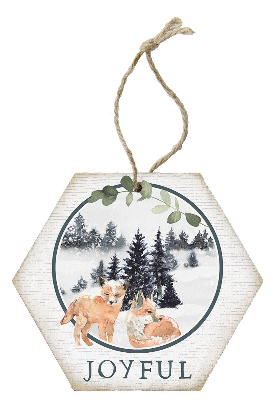 Ornament-Honeycomb-Joyful Fox (6.875 x 4.5)