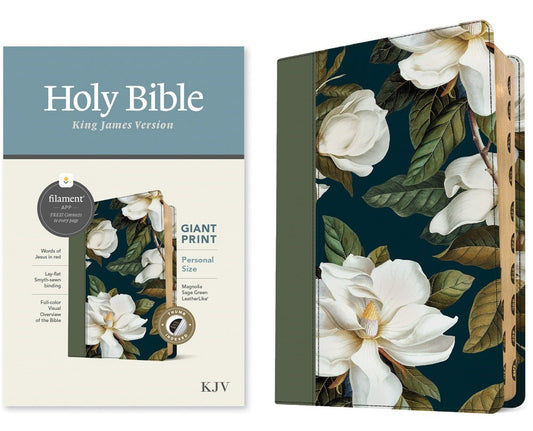 KJV Personal Size Giant Print Bible  Filament-Enabled Edition-Magnolia Sage Green LeatherLike Indexed