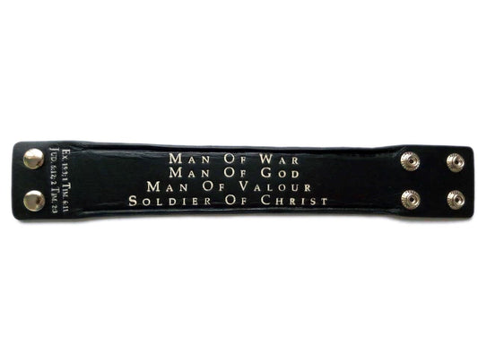 Bracelet-Black Leather-Identity (Mens) (9")