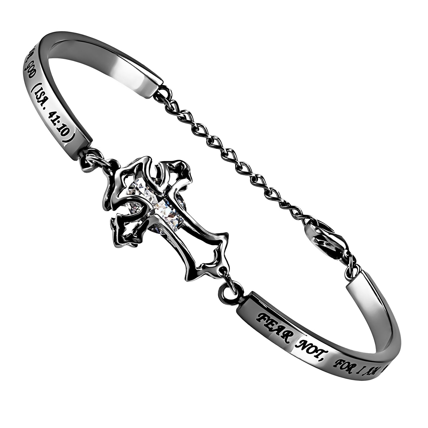 Bracelet-Cz Girl's Cross-Fear Not (Womens) (7")