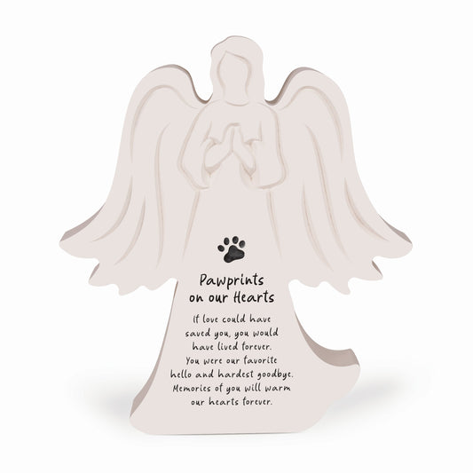 Tabletop Angel-Pawprints On Our Hearts (7.25" x 8")