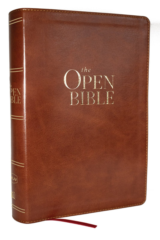 NKJV The Open Bible (Comfort Print)-Brown Leathersoft