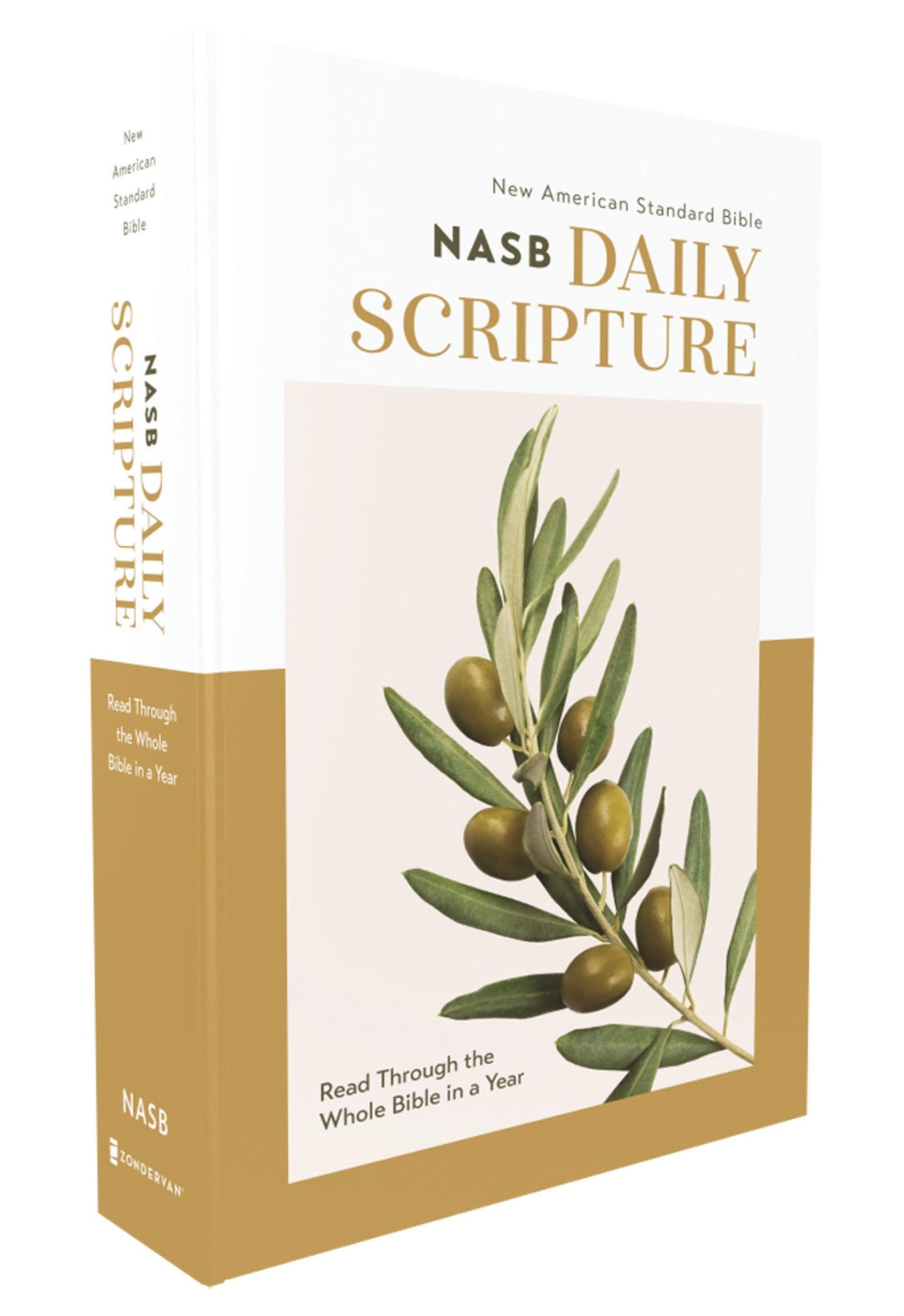 NASB 1995 Daily Scripture Bible (Comfort Print)-White/Olive Paperback