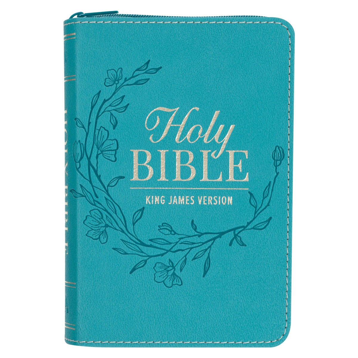 KJV Pocket Bible-Teal Faux Leather W/Zipper