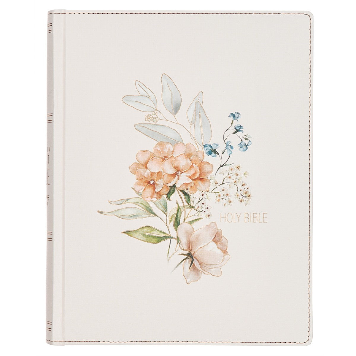 KJV Large Print Note-Taking Bible-White Floral Printed Faux Leather