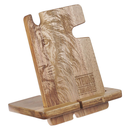 Multi Personal Accessory Organizer-Be Strong And Courageous (Joshua 1:9)-Acacia Wood