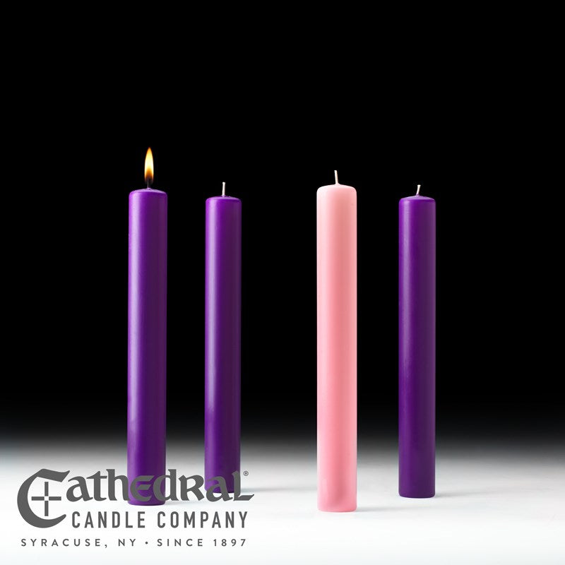 Advent Candle-3 Purple/1 Rose (1 1/2" x 12")-51% Beeswax/APE (Pack Of 4)