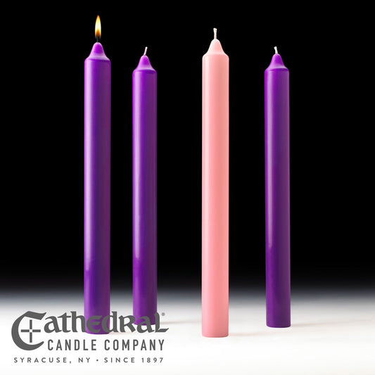 Advent Candle-3 Purple/1 Rose (1 1/2" x 16")-Stearine/PE (Pack Of 4)