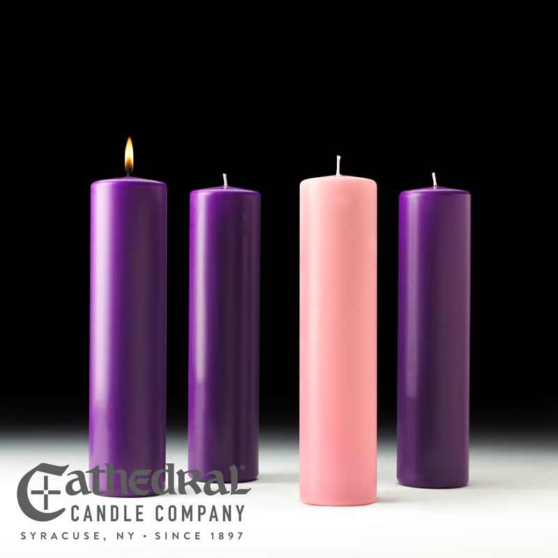 Advent Pillar Candle-3 Purple/1 Rose Pillar (3" x 12")-Stearine/SHE (Pack Of 4)