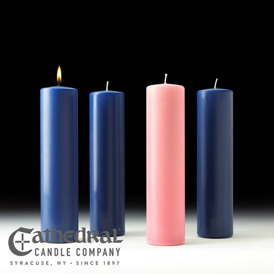 Advent Pillar Candle-3 Sarum/1 Rose Pillar (3" x 12")-Stearine/SHE (Pack Of 4)