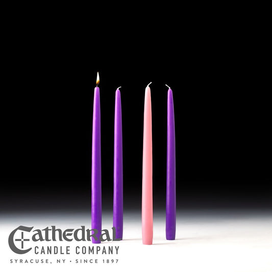 Advent Tapers-3 Purple/1 Rose (12") (Pack Of 4)