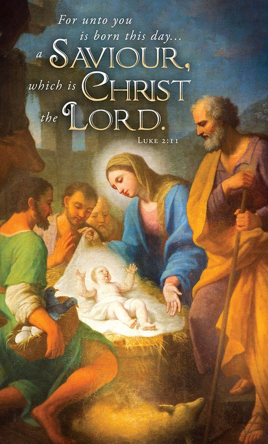 Announcement Folder-For Unto You Is Born This Day A Saviour (Luke 2:11) (Pack Of 100)