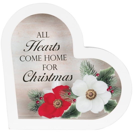 Shadowbox-Small Heart-Home For Christmas-LED Tabletop (6" x 6 1/2" x 2")