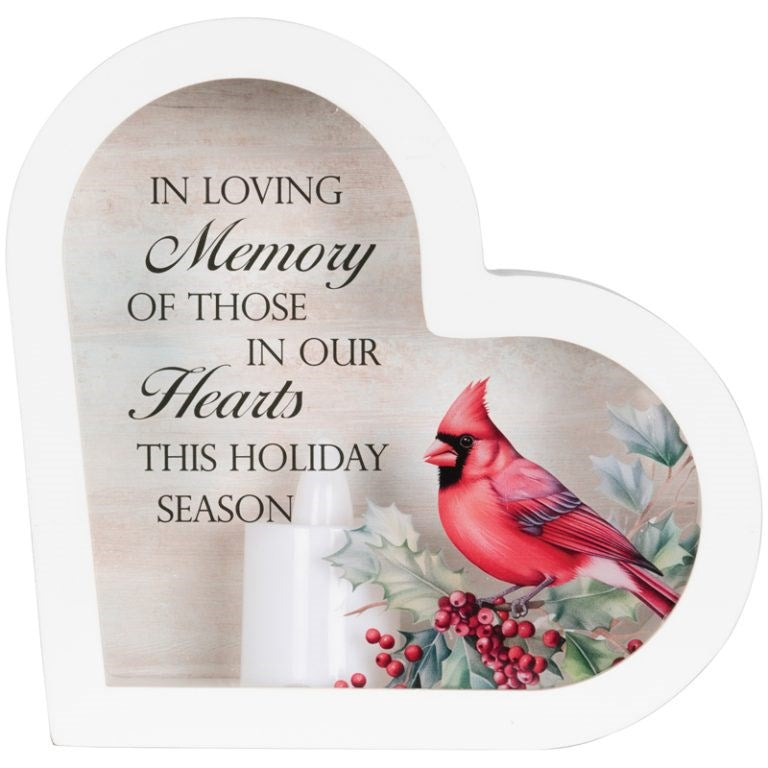 Shadowbox-Small Heart-In Loving Memory-LED Tabletop (6" x 6 1/2" x 2")