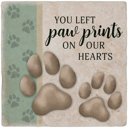 Travertine Paver-Paw Prints (8" x 8" x 1")