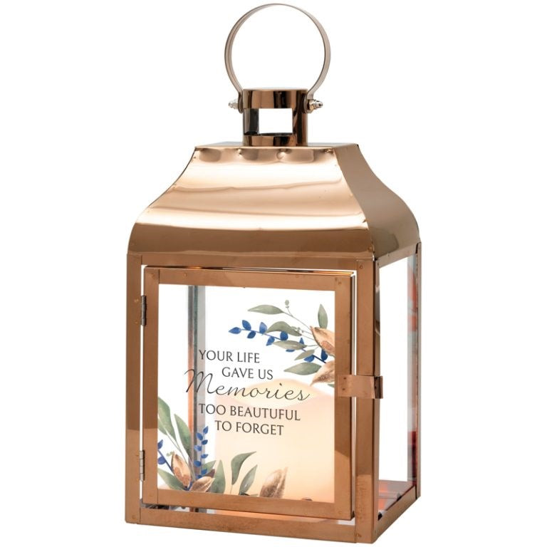 Lantern w/ Flameless LED Candle & Timer-Memories (12 1/4" x 6" x 4 1/2")