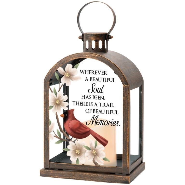 Lantern w/ Flameless LED Candle & Timer-Beautiful Memories (11 1/4" x 6" x 4 1/4")