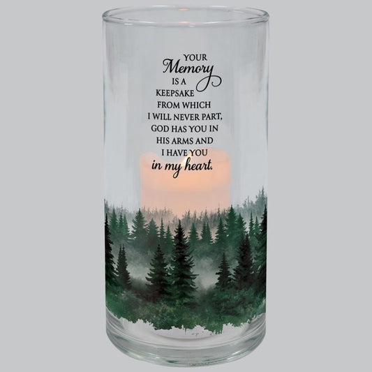 Hurricane Candle-Flameless Flicker-Memory A Keepsake w/ Timer (7.25" x 3.5")