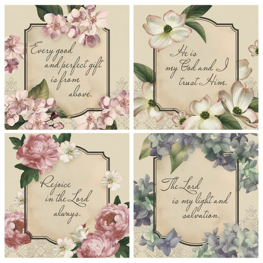 Square House Coasters-Vintage Religious (Set Of 4) (4")