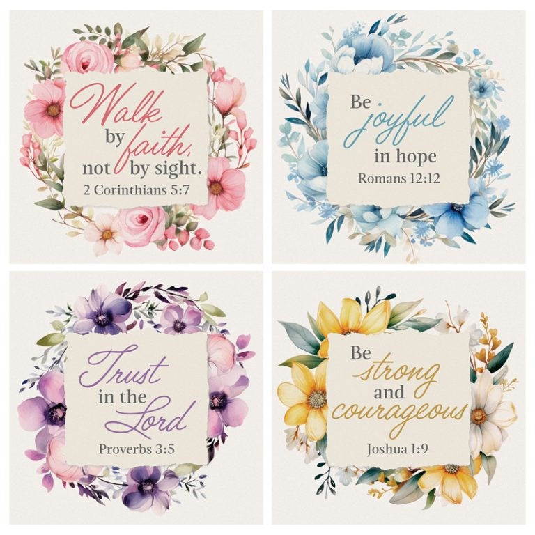 Square House Coasters-Colorful Religious (Set Of 4) (4")