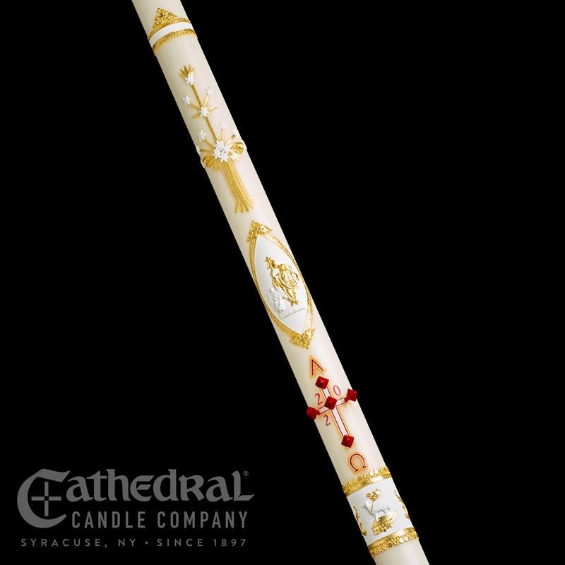 Candle-Paschal-Ornamented #4 (1 15/16" x 39") 51% Beeswax