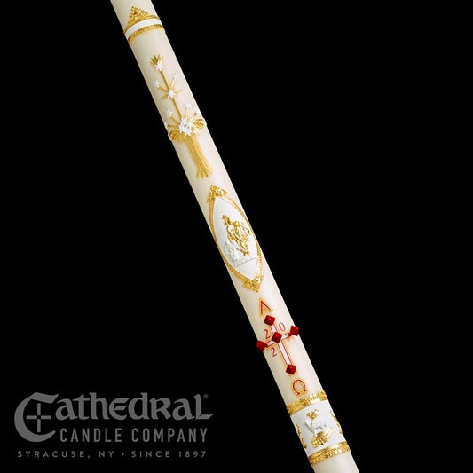 Candle-Paschal-Ornamented #4 (1 15/16" x 39") 51% Beeswax