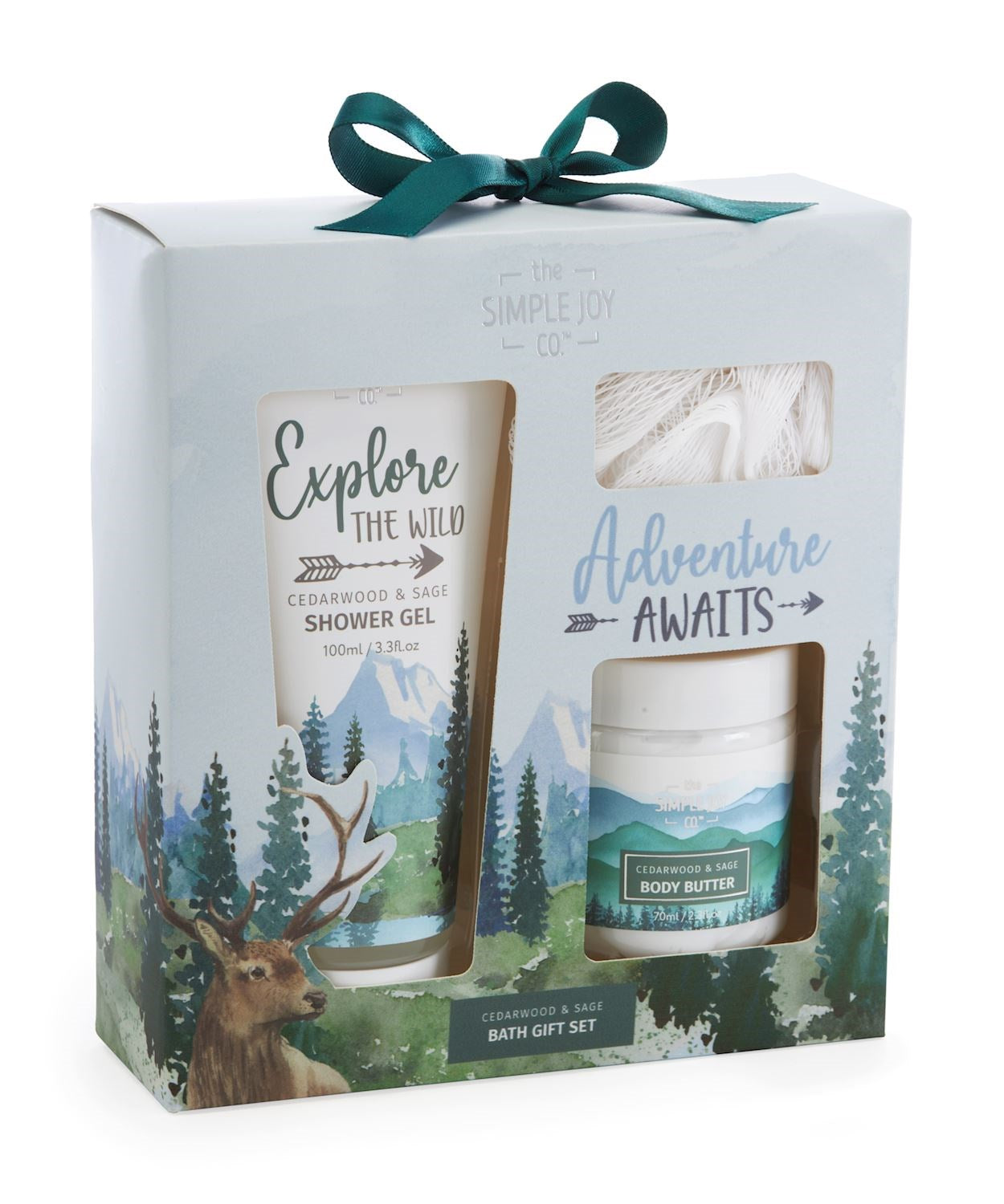 Bath Gift Set-Into The Mountain (Shower Gel/Body Butter W/Mesh Sponge)