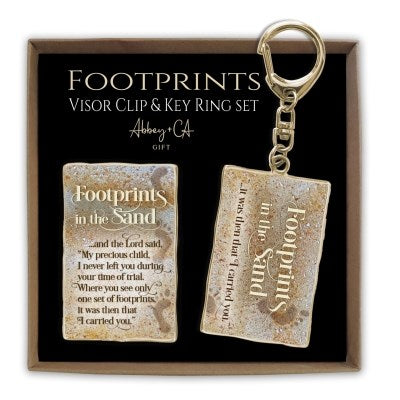 Visor Clip & Key Ring Set-Footprints In The Sand