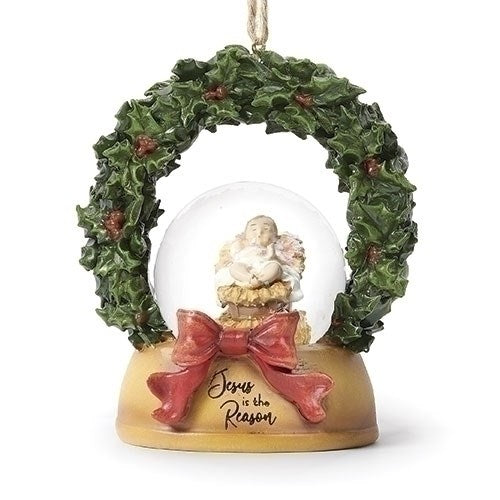 Ornament-Jesus Is The Reason Globe In Wreath (3.75")