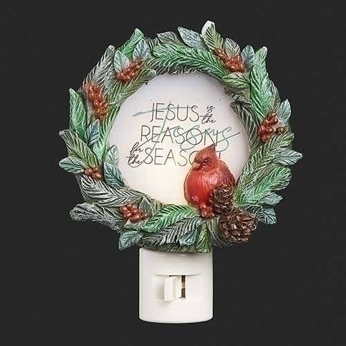 Night Light-Jesus Is The Reason In Cardinal Wreath (5.5")